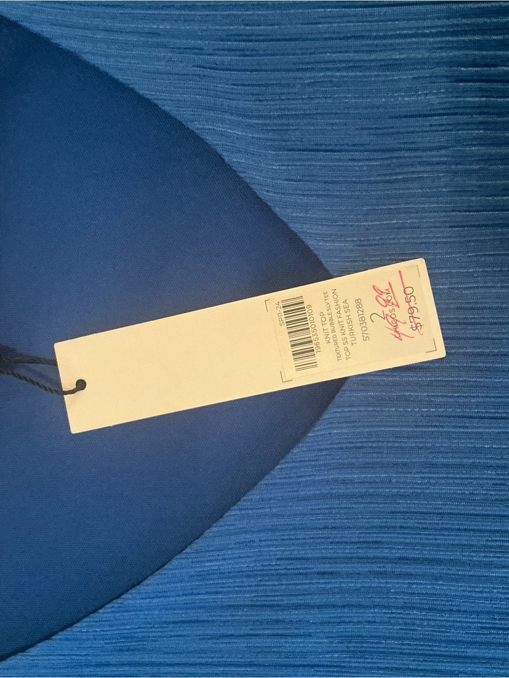 NEW with TAGS Chico's Size 2 or Large Blue Pleated V-Neck Tiered Sleeve Blouse - Picture 5 of 8